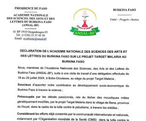 Moustiques génétiquement modifiés : L'ANSAL-BF invite « la population à se démarquer des contre-vérités scientifiques...»