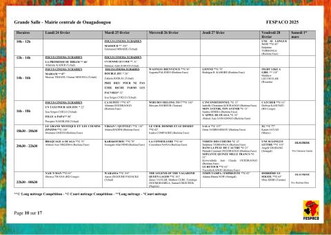 FESPACO 2025 : VOICI LE PROGRAMME GÉNÉRALE DE PROECTION DES FILMS