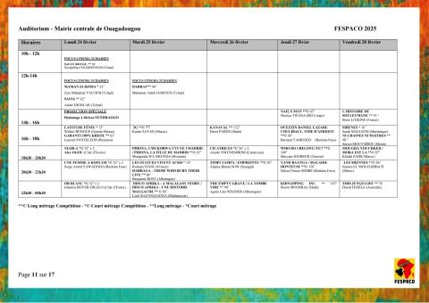 FESPACO 2025 : VOICI LE PROGRAMME GÉNÉRALE DE PROECTION DES FILMS