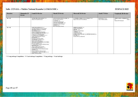 FESPACO 2025 : VOICI LE PROGRAMME GÉNÉRALE DE PROECTION DES FILMS