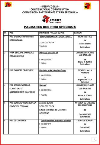 PALMARES PRIX SPECIAUX FESPACO 2025 (1)