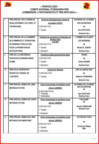 PALMARES PRIX SPECIAUX FESPACO 2025 (2)